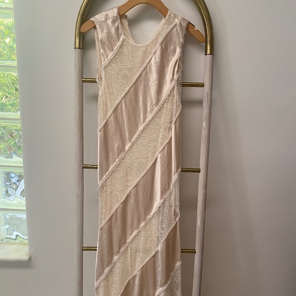 Zara Trinny Satin Contrast Lace S/S 2020 Collection 7 Sleeveless Long Dress XS - Picture 1 of 6